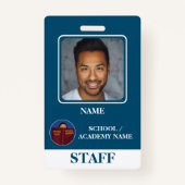 Badge Logo Moderne Bleu École Logo Personnel Insigne emp (Devant)