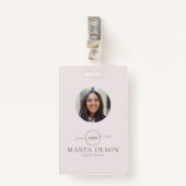 Badge Logo moderne Circle ID employé Code-barres rose (Devant avec clip)
