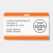 Badge Logo Moderne Code-Barres Orange Carte d'Identité E (Arrière)
