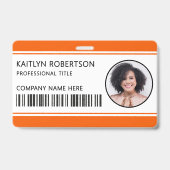 Badge Logo Moderne Code-Barres Orange Carte d'Identité E (Avant)