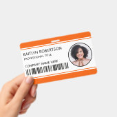 Badge Logo Moderne Code-Barres Orange Carte d'Identité E (Manuel / portable)