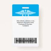 Badge Logo moderne Employé Médecin Infirmière Nom photo  (Dos)