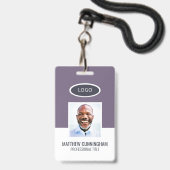 Badge Logo moderne en blocs de couleur avec code-barres  (Avant avec lanière)