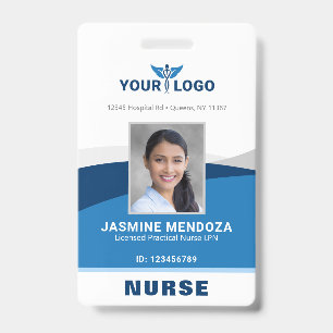 Badge Logo moderne Modèle Employé Nom photo Infirmièr