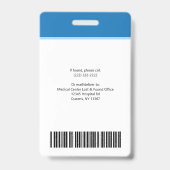 Badge Logo moderne Modèle Employé Nom photo Infirmière I (Back)