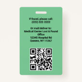 Badge Logo moderne Modèle Employé Nom photo Infirmière I (Dos)