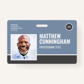 Badge Logo moderne Nom photo de l'employé Code-barre Hor (Devant)