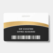 Badge Logo Moderne Photo ID Code-Barres Nom de l'Employé (Arrière)