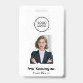 Badge Logo Moderne & Photo | Nom de l'employé personnali (Avant)