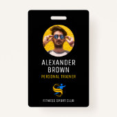 Badge Logo noir cool photo Code QR Code employé (Devant)