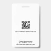 Badge Logo noir et blanc Photo Code QR Carte d'identité  (Arrière)