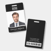 Badge Logo noir faux argent vague nom de l'employé id (Avant & arrière)