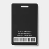 Badge Logo noir faux argent vague nom de l'employé id (Arrière)