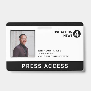 Badge Logo noir simple Appuyez sur ID photo employé