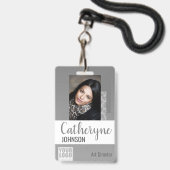 Badge Logo Ombre gris gris Modèle photo ID code-barres (Front with Lanyard)