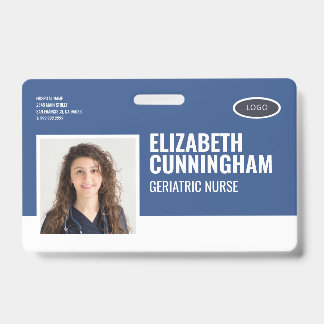 Badge Logo ovale infirmière photo nom code-barres horizo