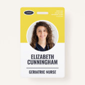 Badge Logo ovale moderne Nom photo de l'employé Code-bar (Devant)