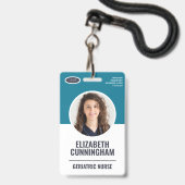 Badge Logo ovale moderne Nom photo de l'employé Code-bar (Avant avec lanière)