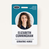 Badge Logo ovale moderne Nom photo de l'employé Code-bar (Devant)