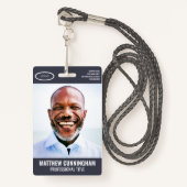 Badge Logo ovale simple Nom photo de l'employé Code-barr (Devant avec lanière)