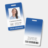 Badge Logo personnalisé avec dégradé bleu, nom de l'empl (Avant & arrière)