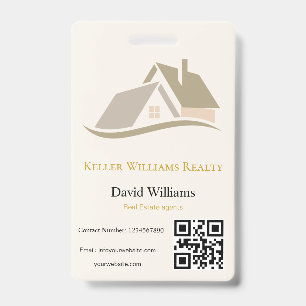 Badge Logo personnalisé blanc et or pour l'immobilier mo