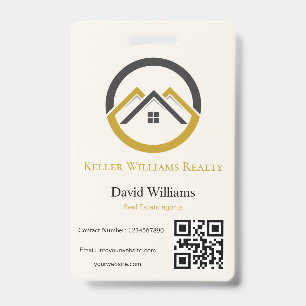 Badge Logo personnalisé blanc et or pour l'immobilier mo