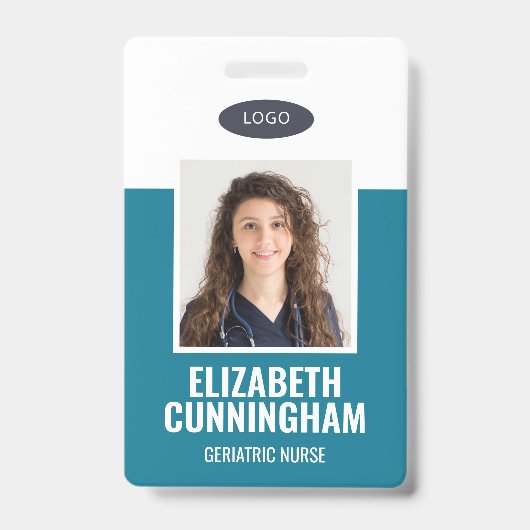 Badge Logo personnalisé Code-barres Nom du médecin infir (Avant)