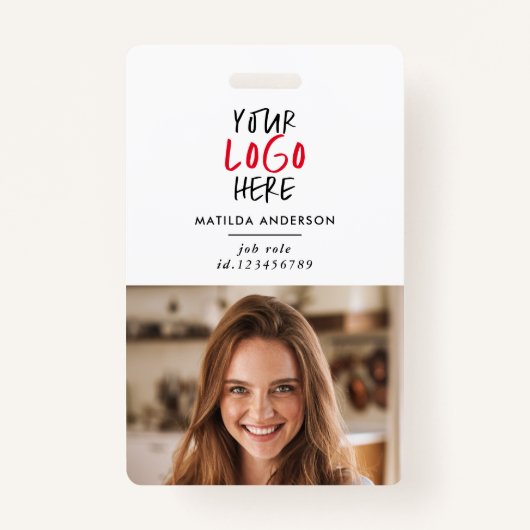 Badge Logo personnalisé Code QR employé Entreprise perso (Devant)