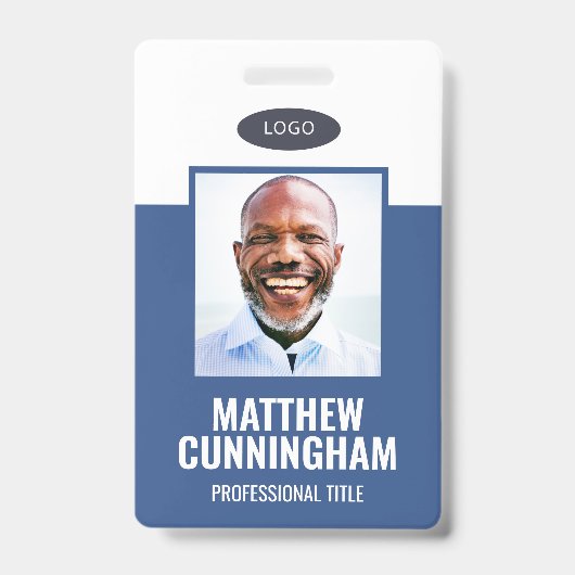 Badge Logo personnalisé couleur simple Nom de l'employé (Front)