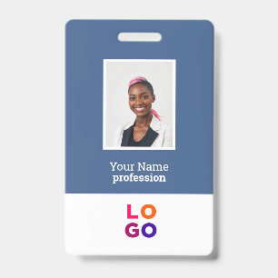 Badge Logo personnalisé d'employé, Photo, Code QR, Nom