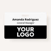 Badge Logo personnalisé Employé Nom noir blanc simple (Devant)