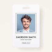 Badge Logo personnalisé et photo blanc nom de l'employé  (Devant)