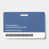 Badge Logo personnalisé moderne Nom de l'employé Code ba (Back)