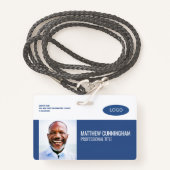 Badge Logo personnalisé moderne Nom de l'employé Code ba (Devant avec lanière)