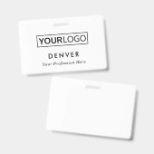 Badge Logo personnalisé nom de l'employé titre blanc (Recto et verso)