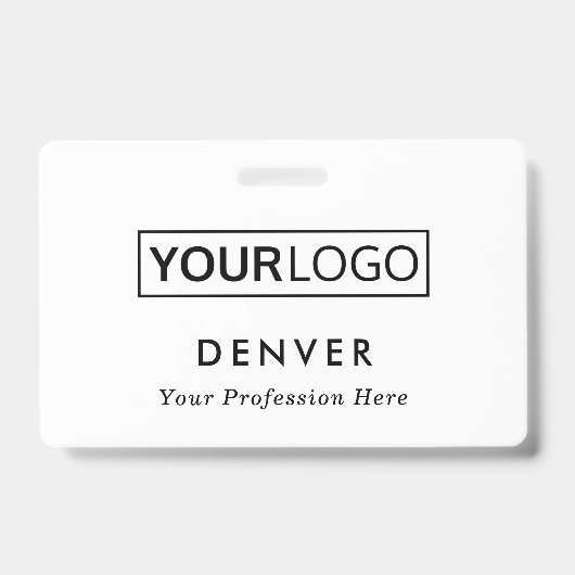 Badge logo personnalisé nom de l'employé titre blanc id (Avant)