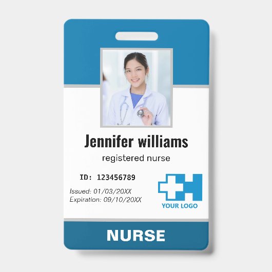 Badge Logo personnalisé Photo de l'employé Nom Infirmièr (Avant)
