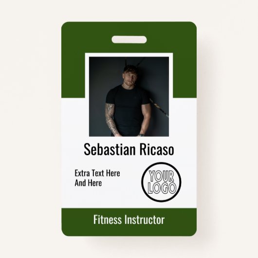 Badge Logo personnalisé Professionnel Vert blanc personn (Devant)