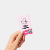 Badge Logo personnalisé rose entreprise événement QR cod (Manuel / portable)