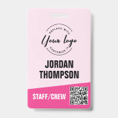 Badge Logo personnalisé rose entreprise événement QR cod (Arrière)