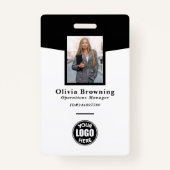 Badge Logo photo Black & White ID & Barcode Professionne (Devant)