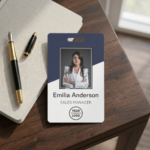 Badge Logo photo blanc marine Professionnel Entreprise