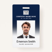 Badge Logo photo bleu foncé blanc nom de l'employé id (Devant)