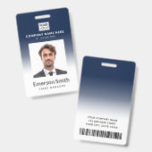 Badge Logo photo bleu foncé blanc nom de l'employé titre (Avant & arrière)
