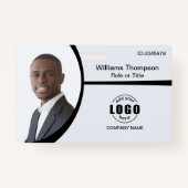 Badge Logo photo Code à barres Employé noir et blanc (Devant)