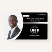 Badge Logo photo Code à barres Employé noir et blanc (Devant)