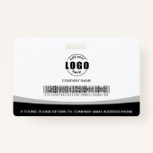 Badge Logo photo Code à barres Employé noir et blanc (Dos)