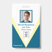 Badge Logo Photo Code Barres Bleu Blanc Jaune Géométriqu (Avant)