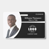 Badge Logo Photo Code-Barres Employé Noir et Blanc (Avant)